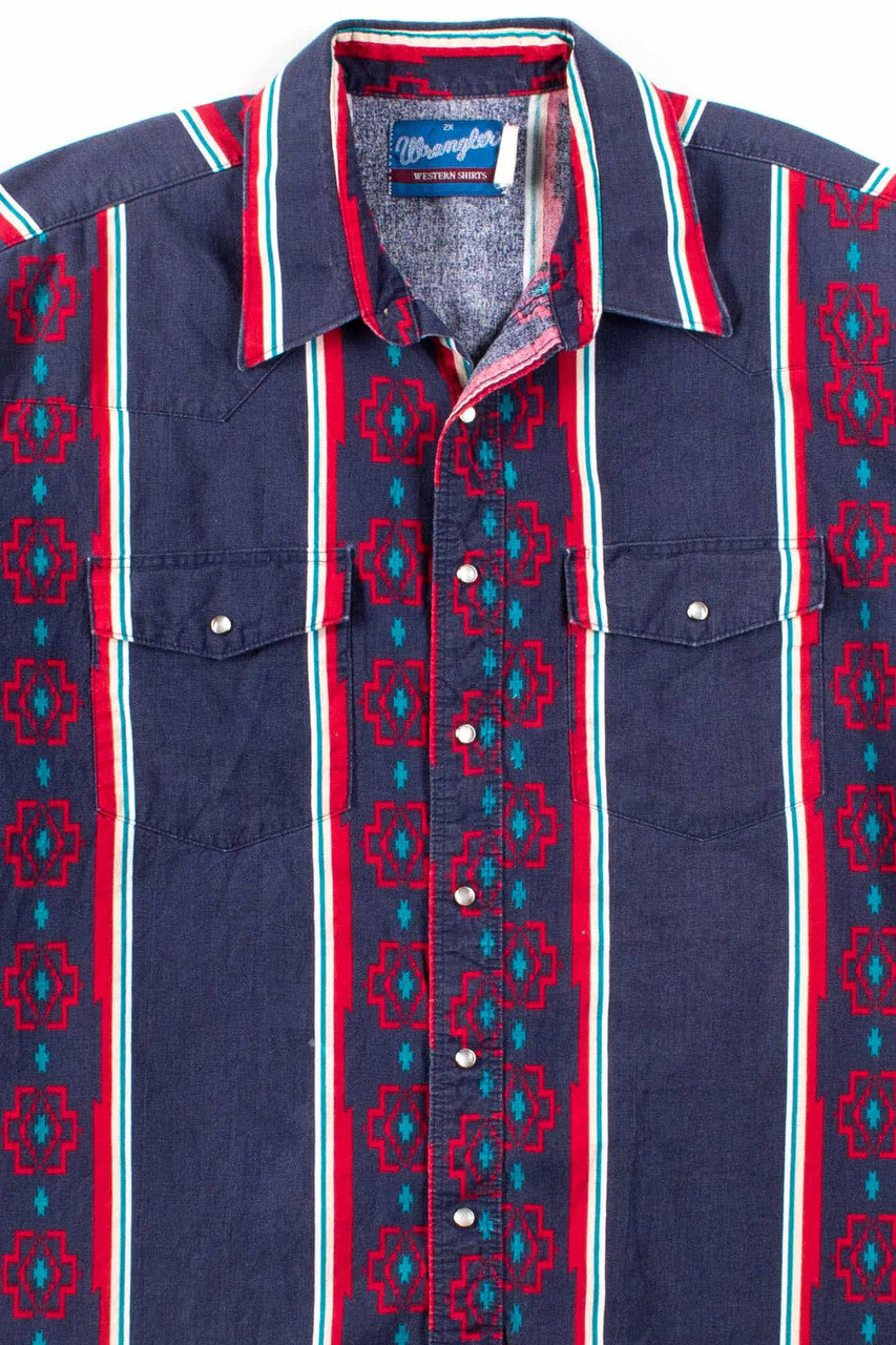 Navy Wrangler Western Button Up Shirt