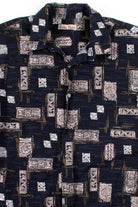 Black Stamp Pattern Button Up Shirt