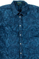 Blue Floral Linen Button Up Shirt
