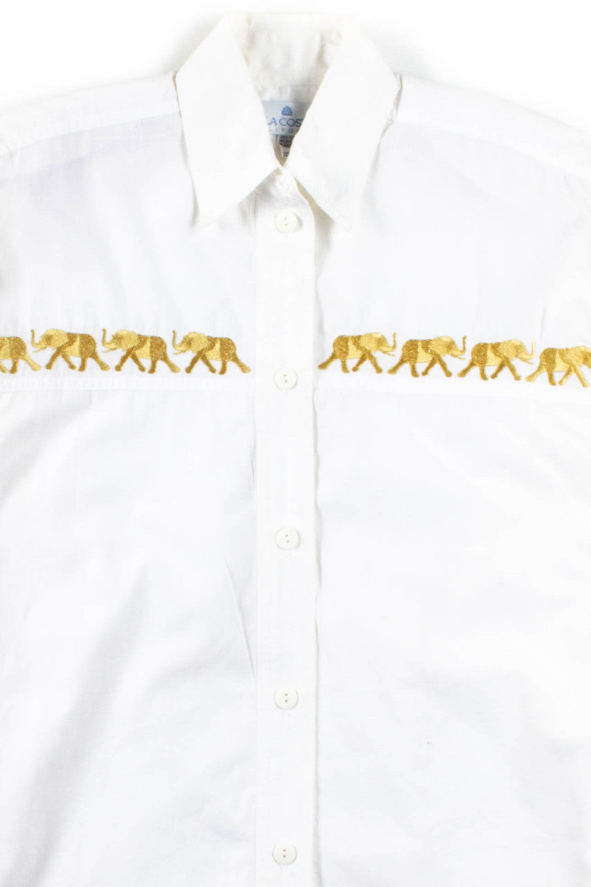 Gold Elephants Button Up Shirt