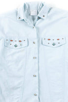 Blue Beaded Button Up Shirt