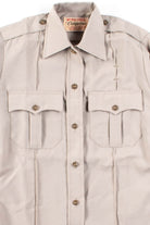 Tan Pleated Zip & Button Up Shirt