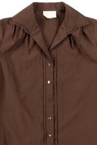 Brown Butterfly Collar Button Up Shirt 2