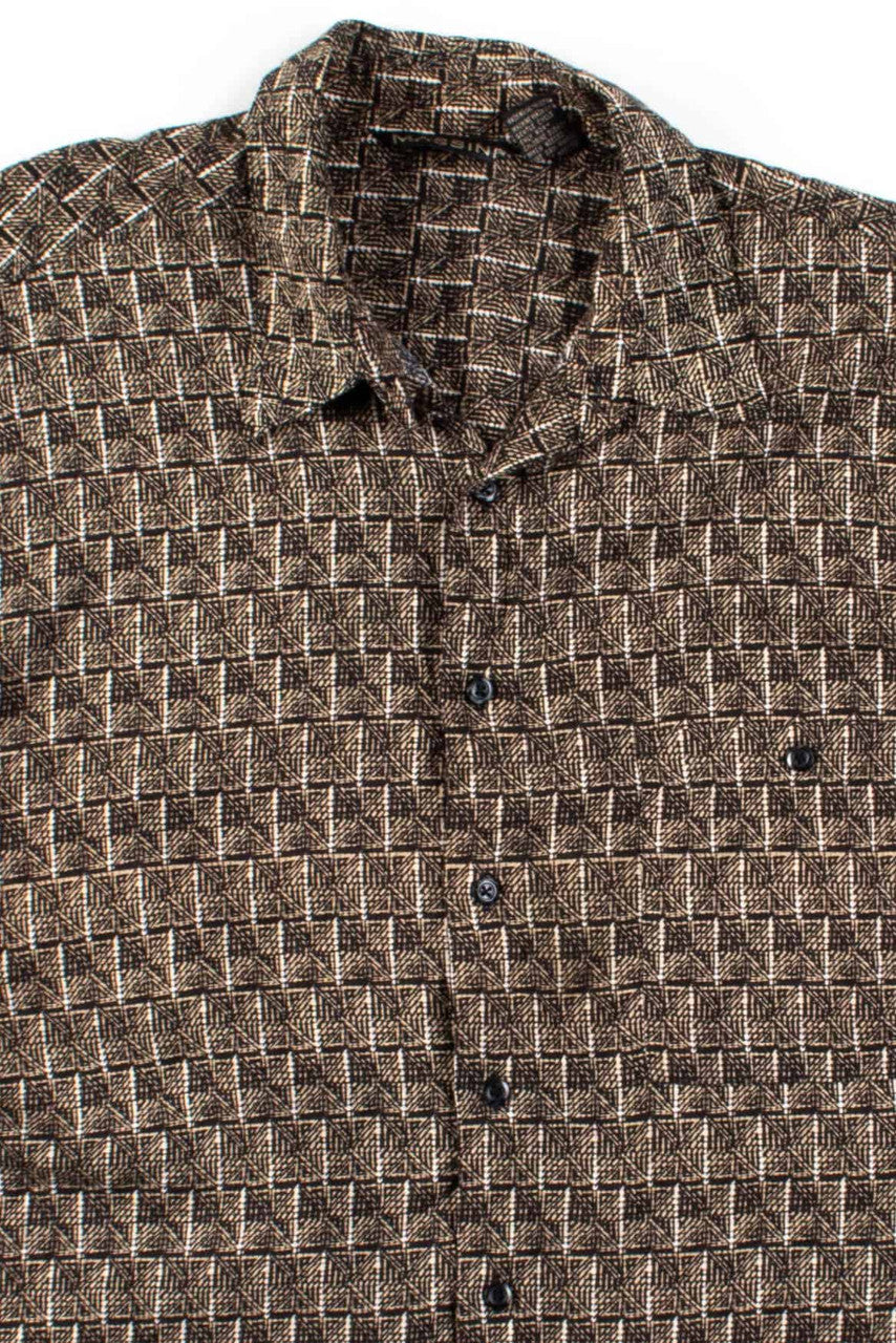 Black & Gold Cross Rayon Button Up Shirt