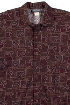 Brown Tile Swirl Button Up Shirt
