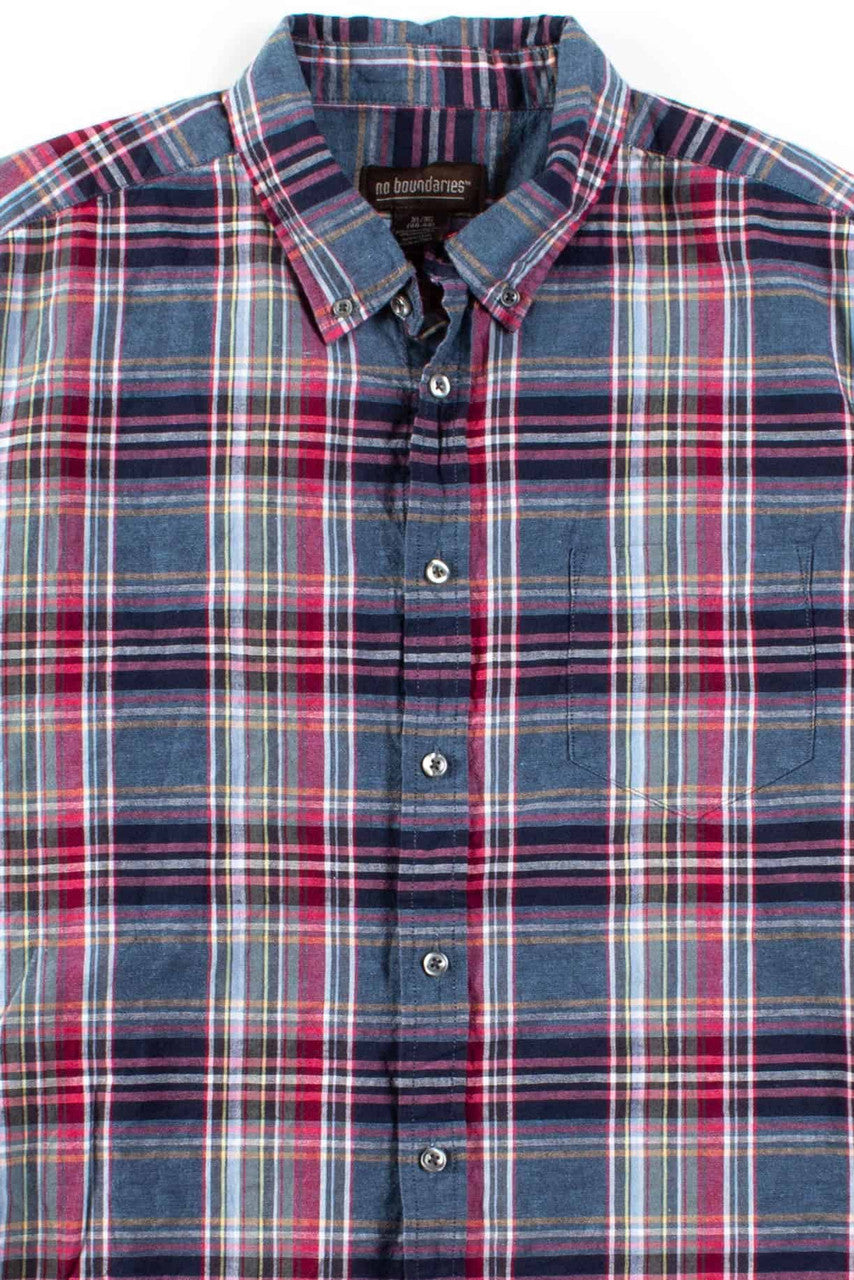 Grey & Red Plaid Button Up Shirt 1