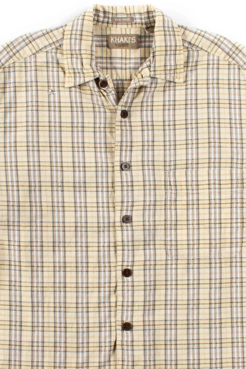 Light Yellow Plaid Button Up Shirt