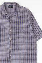 Blue Plaid Short Sleeve Button Up Shirt 767