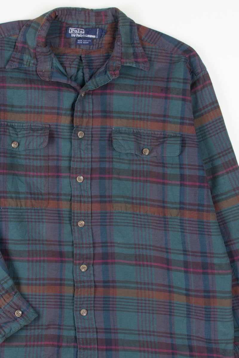 Teal Plaid Polo By Ralph Lauren Button Up Shirt 770