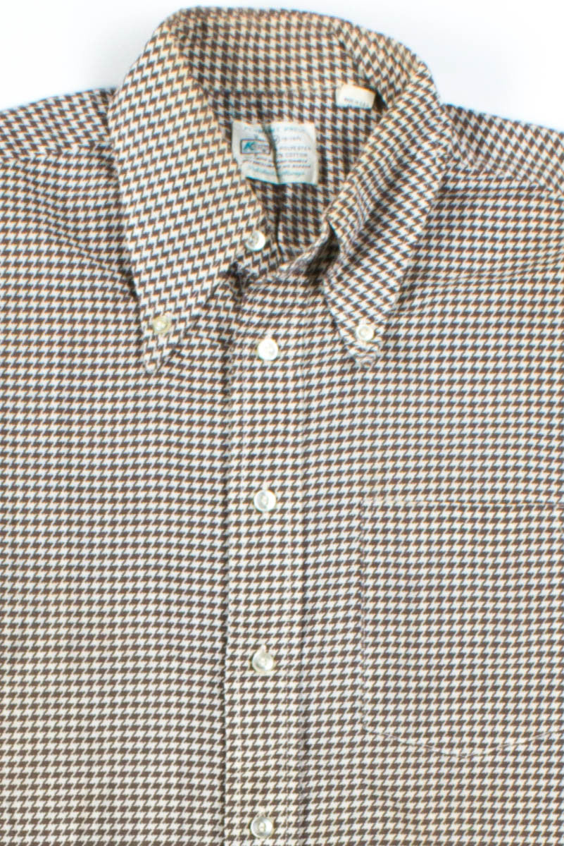Brown Houndstooth Button Up Shirt