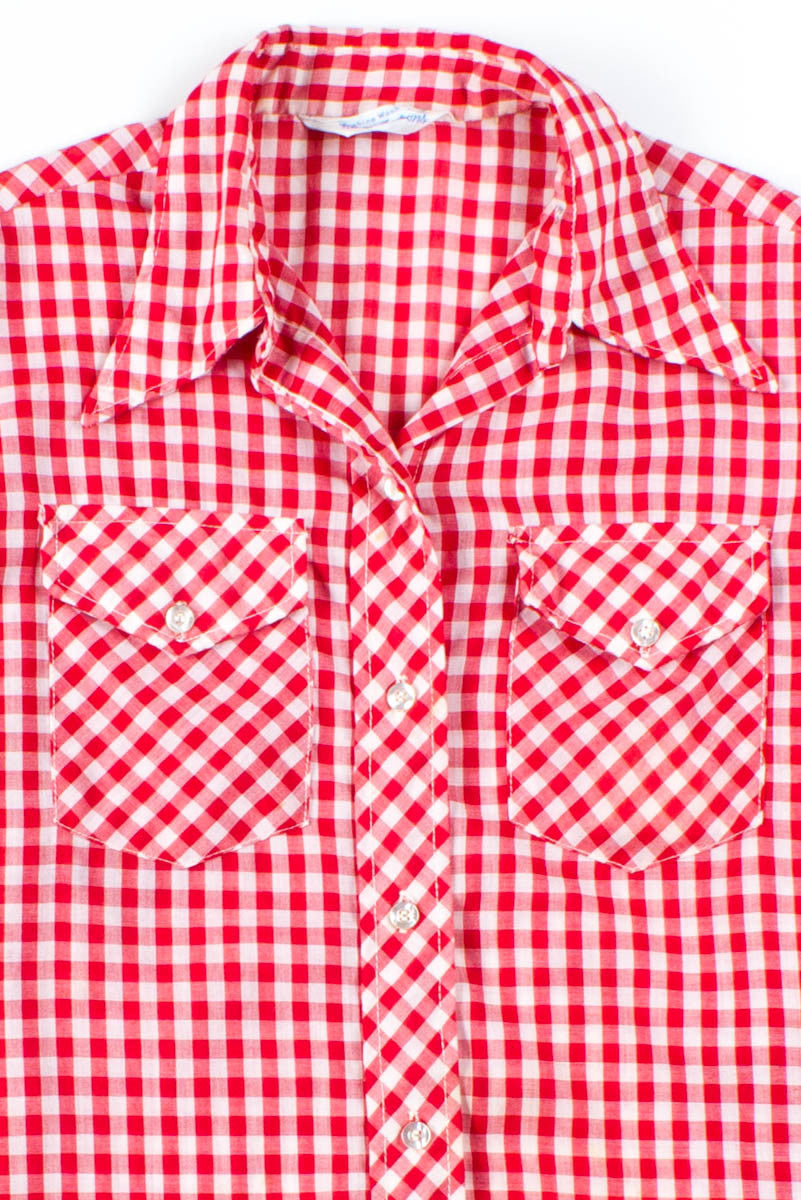 Red Gingham Button Up Shirt