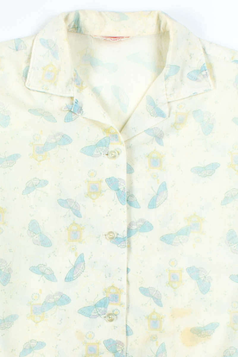 Blue Butterflies Button Up Shirt