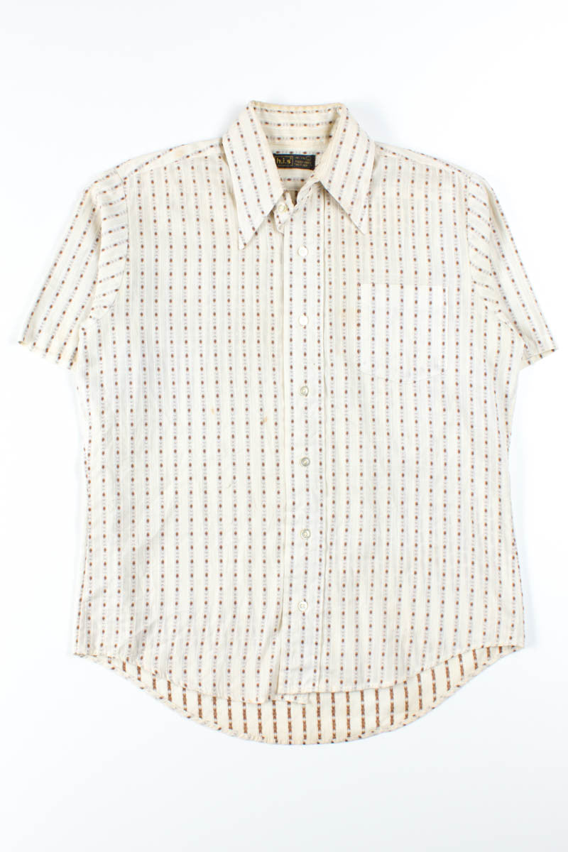 Brown Dot Striped Button Up Shirt