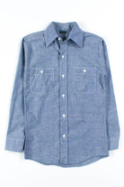 Blue Stitched Chambray Button Up Shirt