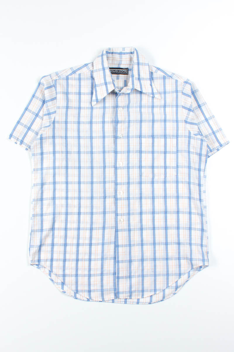 Blue & White Wimbledon Plaid Button Up Shirt