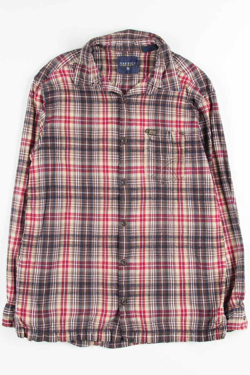 Brown Nautica Plaid Button Up Shirt