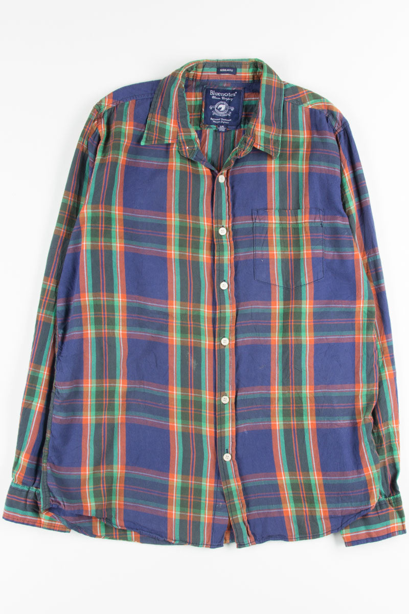 Blue & Orange Plaid Button Up Shirt