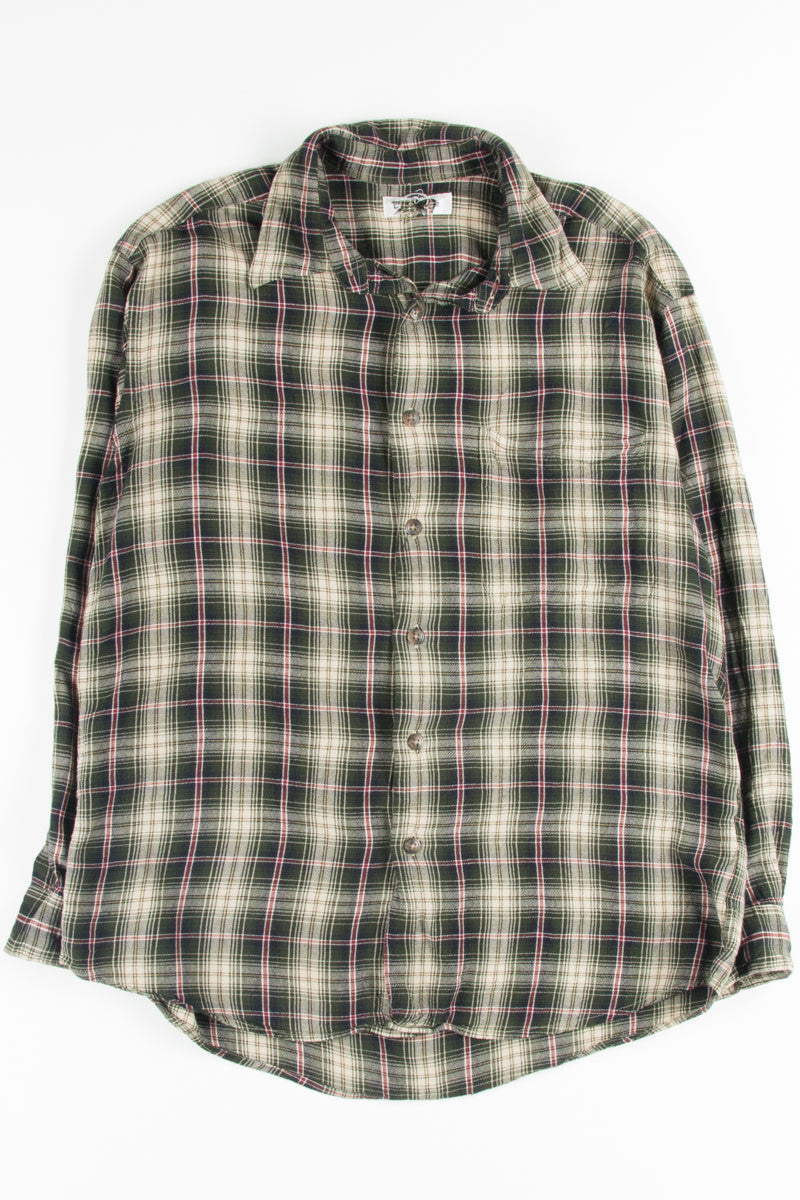 Tan & Green Plaid Button Up Shirt