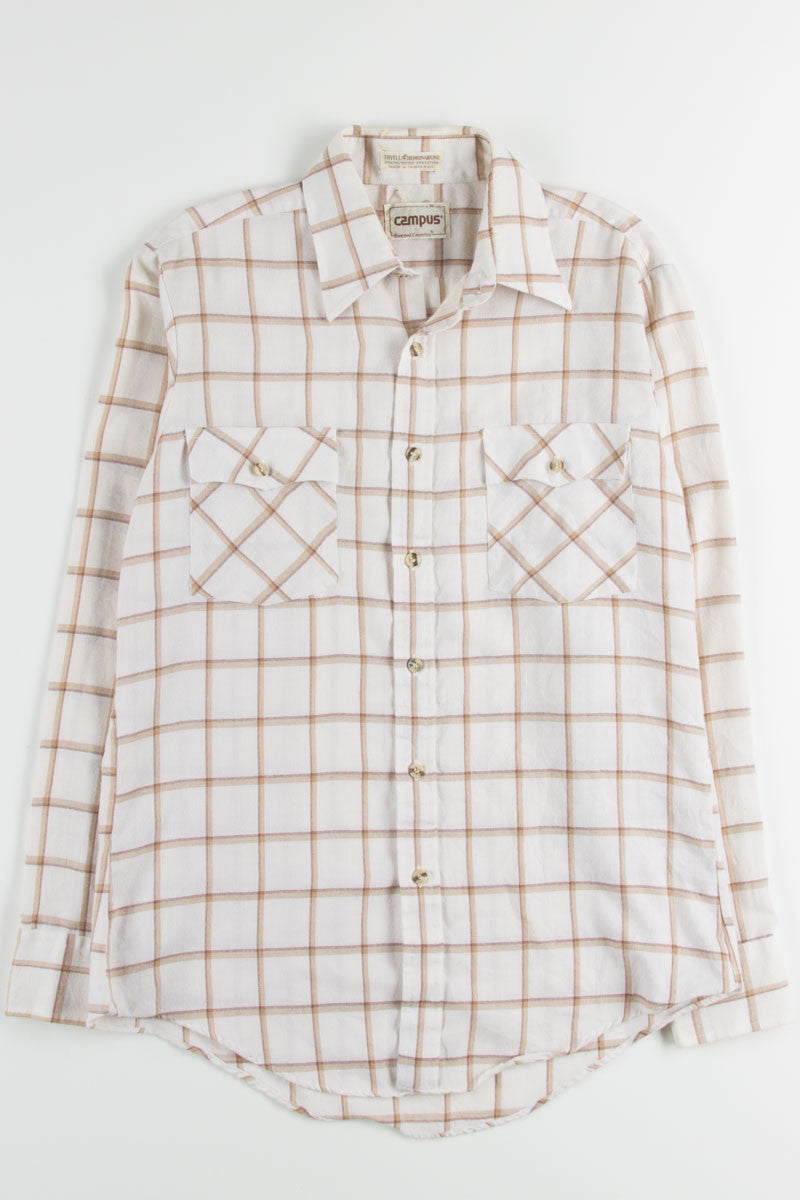 Beige Plaid Button Up Shirt