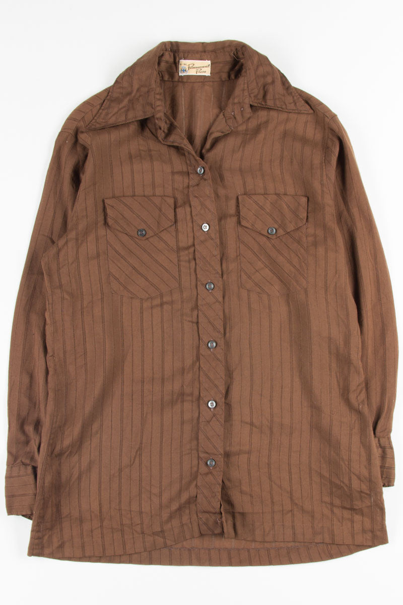 Brown Striped Button Up Shirt 1