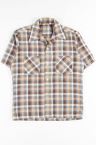 Brown Plaid Butterfly Collar Button Up Shirt