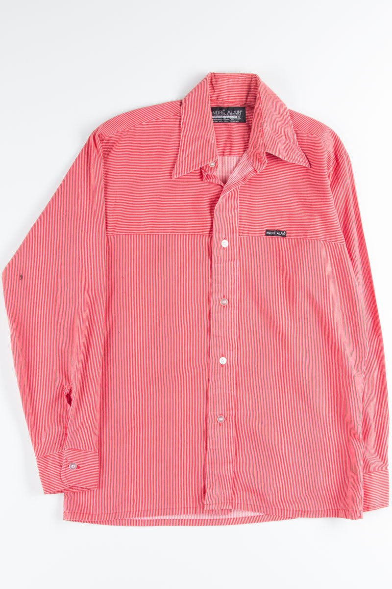 Vintage Red Striped Button Up Shirt