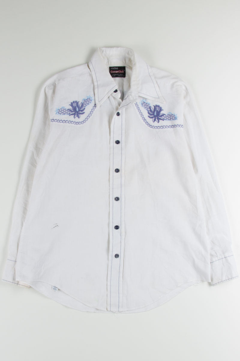 Floral Embroidered Button Up Shirt