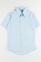 Blue Butterfly Collar Button Up Shirt 1