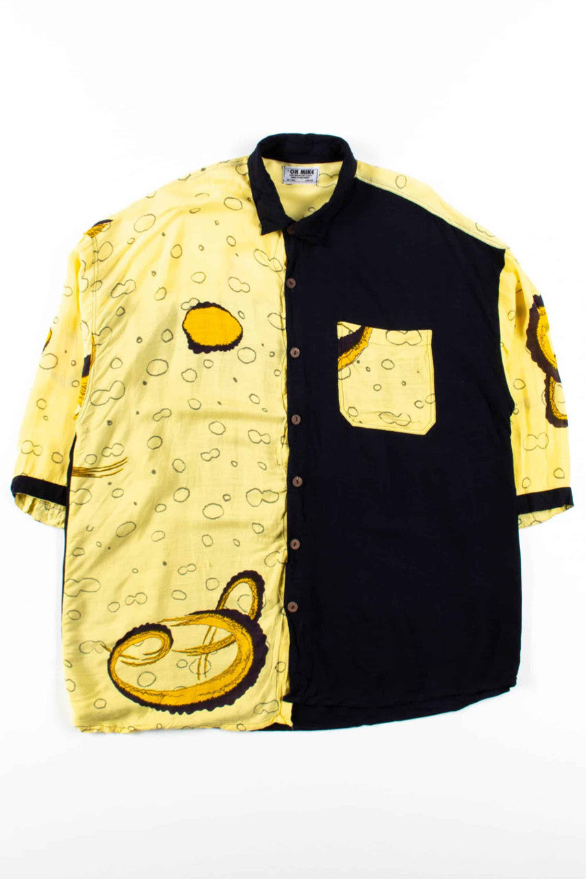Black & Yellow Splotchy Button Up Shirt