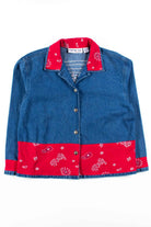 Bandana Print Denim Button Up Shirt