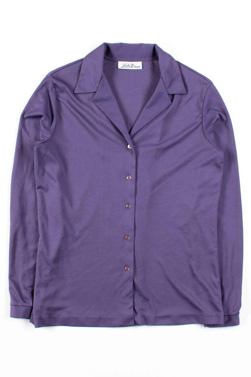 Lavender Silky Stretch Button Up Shirt