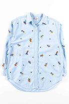 Disney Embroidered Chambray Button Up Shirt