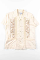 Beige Floral Guayabera Shirt