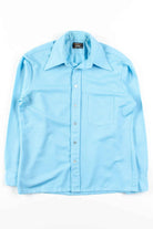 Blue Ribbed Butterfly Collar Button Up Shirt