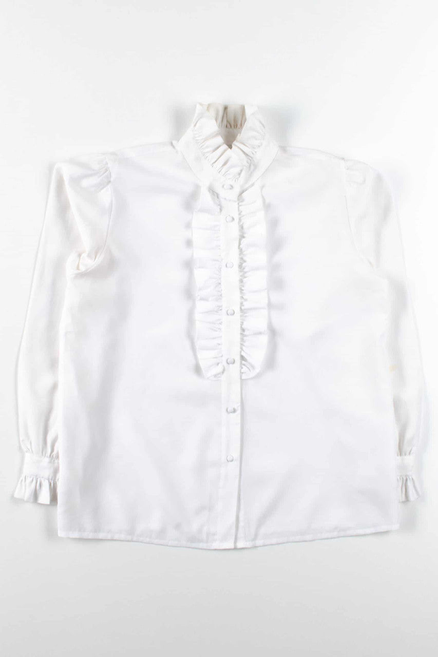 White Ruffled Button Up Shirt