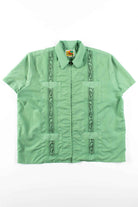 Green Guayabera Zip Up Shirt
