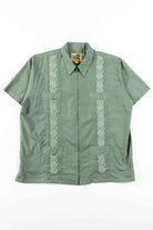 Olive Guayabera Zip Up Shirt