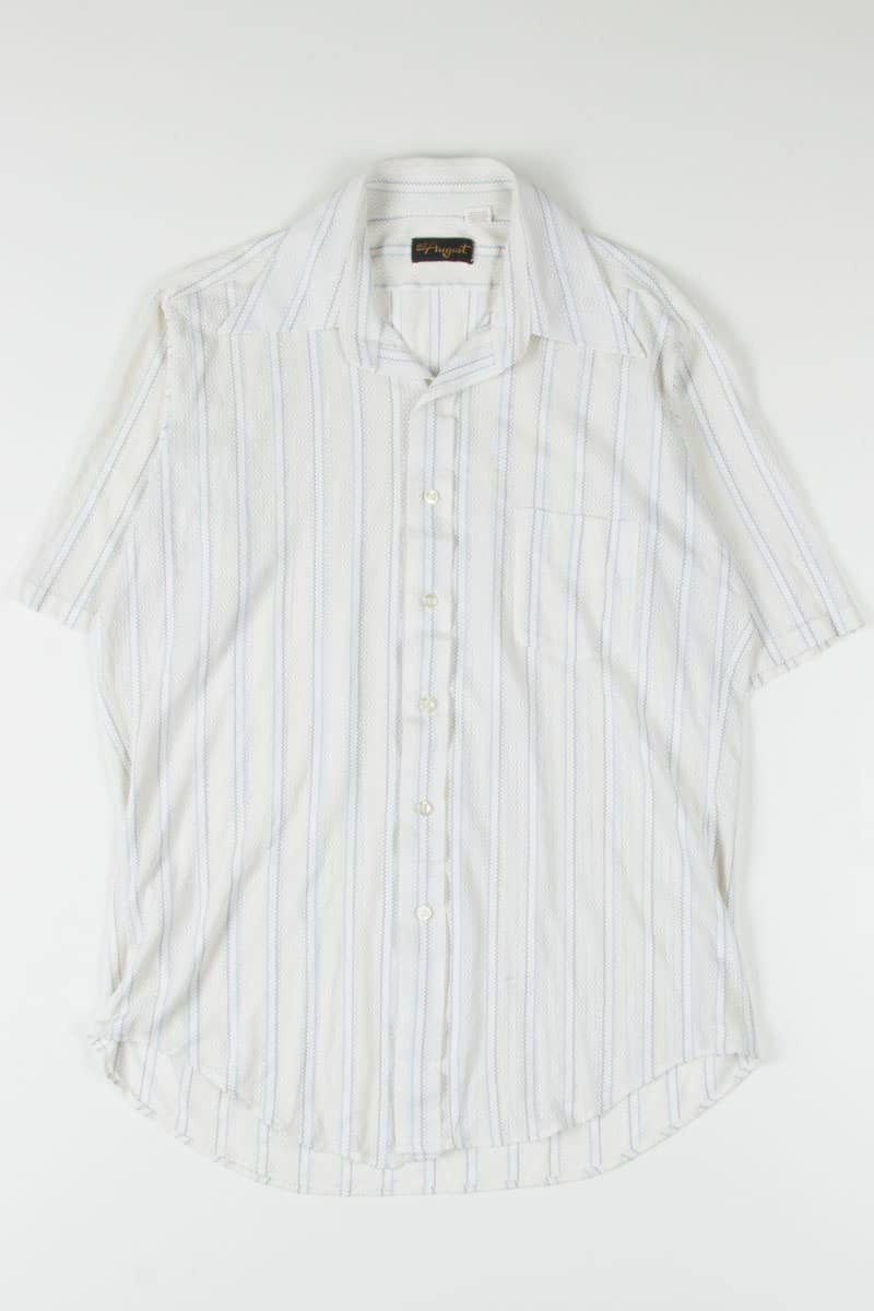 Vintage Mesh Striped Button Up Shirt