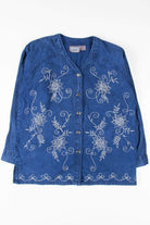 Floral Embroidered Chambray Button Up Shirt