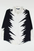 Vintage Western Black & White Zig Zag Button Up Shirt