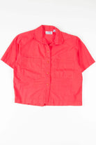 Vintage Red Cropped Button Up Shirt