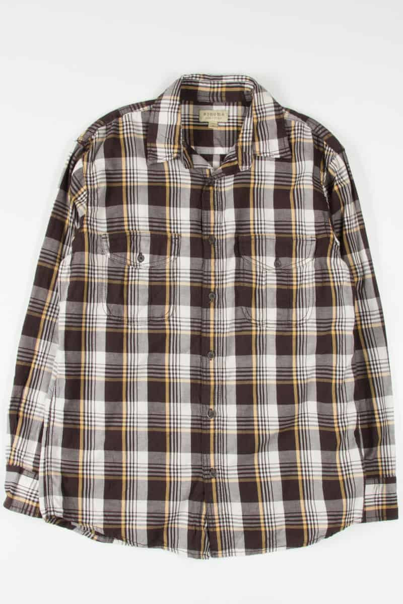 Brown Plaid Button Up Shirt 1