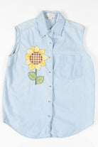 Sunflower Sleeveless Chambray Button Up Shirt