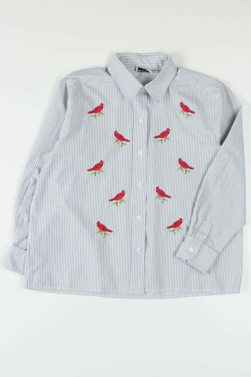 Christmas Cardinals Button Up Shirt