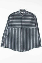 Grey Block Striped Button Up Shirt