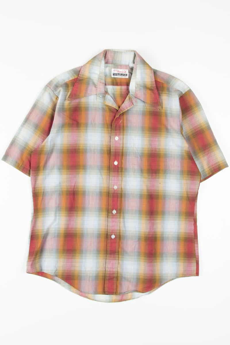 Vintage Earth Tones Plaid Button Up Shirt