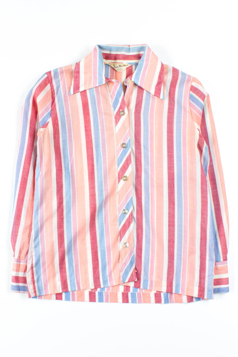 Red Pastel Striped Button Up Shirt