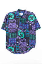 Purple Paisley Abstract Button Up Shirt