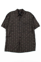 Black Pattern Rayon Button Up Shirt