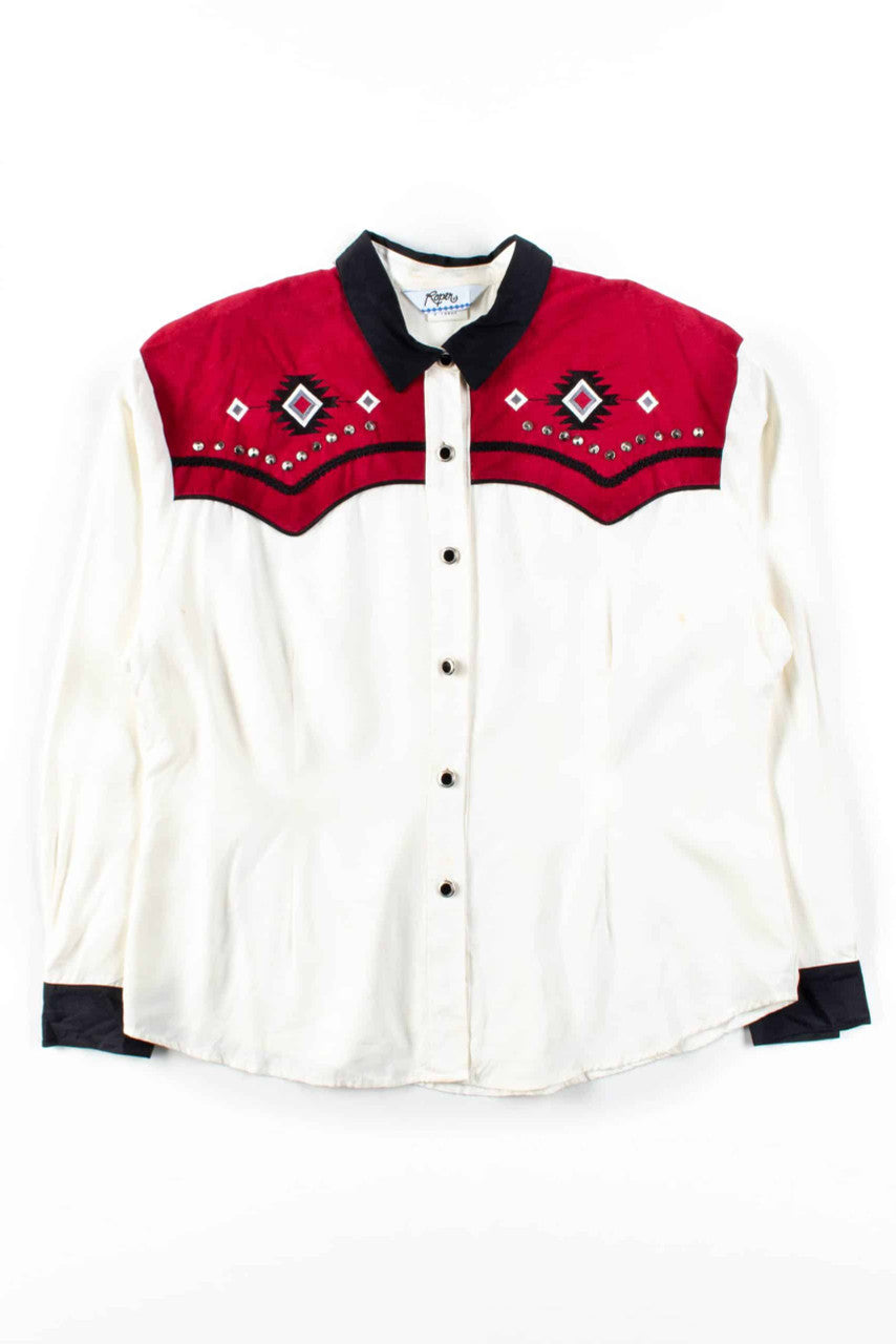 Red Velvet Shoulder Button Up Shirt